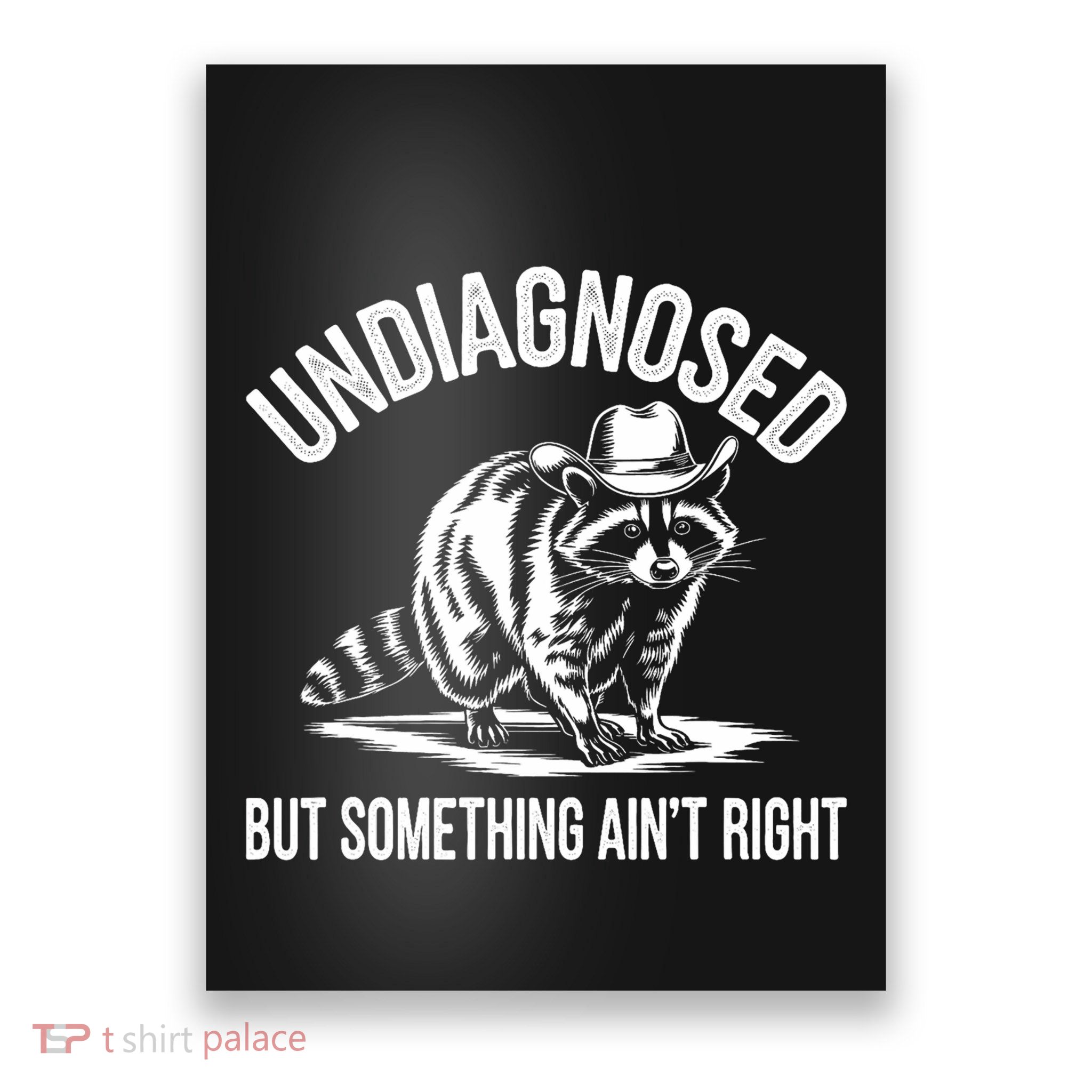 Undiagnosed But Something AinT Right Cowboy Funny Raccoon Poster