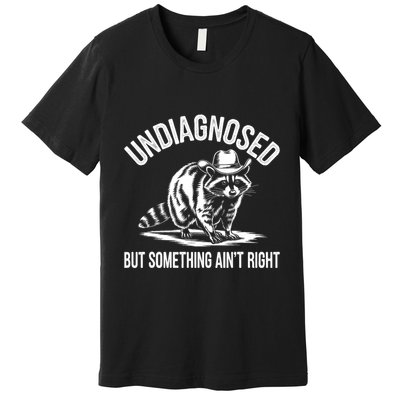 Undiagnosed But Something AinT Right Cowboy Funny Raccoon Premium T-Shirt