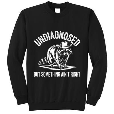 Undiagnosed But Something AinT Right Cowboy Funny Raccoon Tall Sweatshirt