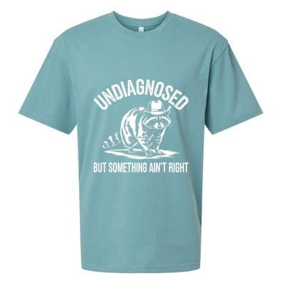 Undiagnosed But Something AinT Right Cowboy Funny Raccoon Sueded Cloud Jersey T-Shirt