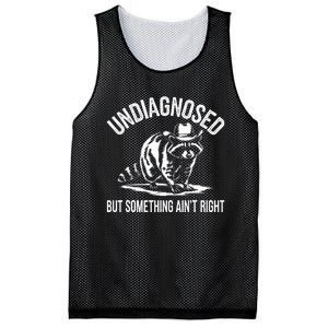 Undiagnosed But Something AinT Right Cowboy Funny Raccoon Mesh Reversible Basketball Jersey Tank