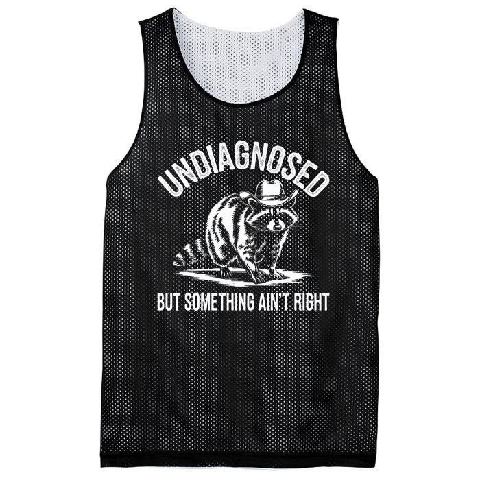 Undiagnosed But Something AinT Right Cowboy Funny Raccoon Mesh Reversible Basketball Jersey Tank