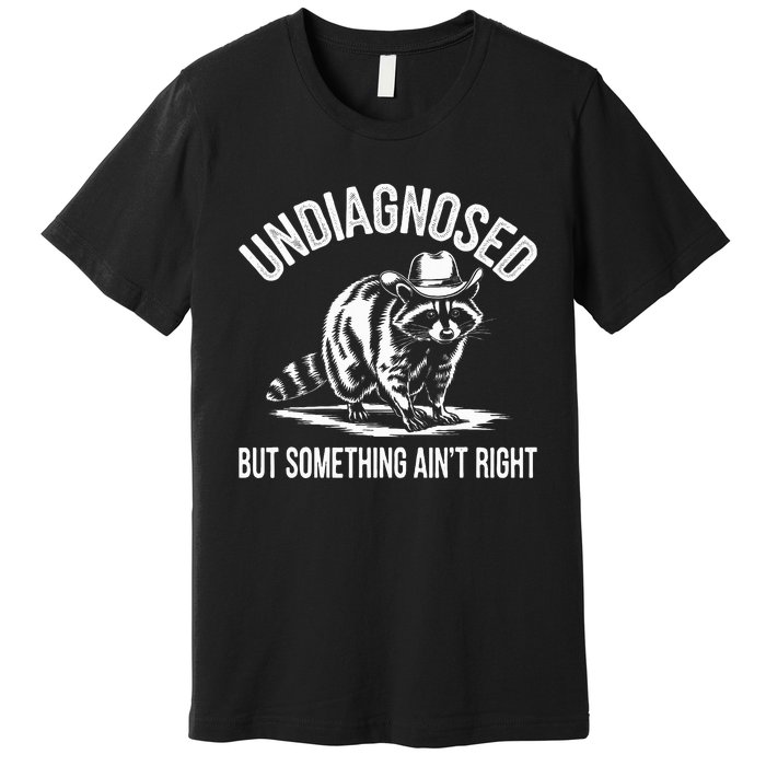 Undiagnosed But Something AinT Right Cowboy Funny Raccoon Premium T-Shirt