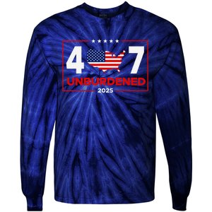 Unburdened By What Has Been Trump Flag 2024 2025 Tie-Dye Long Sleeve Shirt