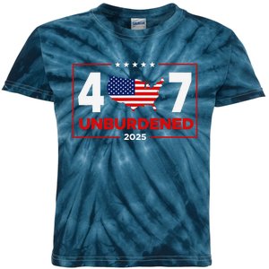 Unburdened By What Has Been Trump Flag 2024 2025 Kids Tie-Dye T-Shirt