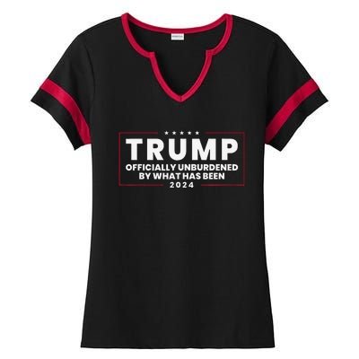 Unburdened By What Has Been Trump Victory 2024 Ladies Halftime Notch Neck Tee