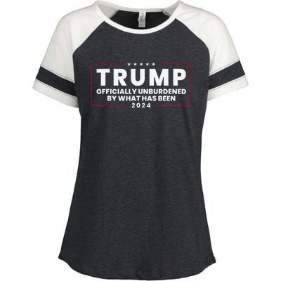 Unburdened By What Has Been Trump Victory 2024 Enza Ladies Jersey Colorblock Tee