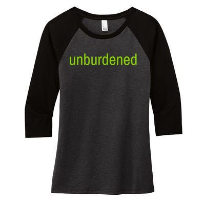 Unburdened By What Has Been Funny Lime Green Women's Tri-Blend 3/4-Sleeve Raglan Shirt