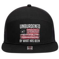 Unburdened By What Has Been Trump 47 Retro Us Flag 7 Panel Mesh Trucker Snapback Hat