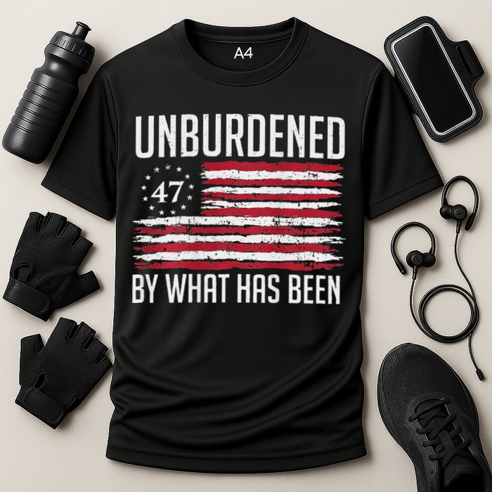 Unburdened By What Has Been Trump 47 Retro Us Flag Cooling Performance Crew T-Shirt