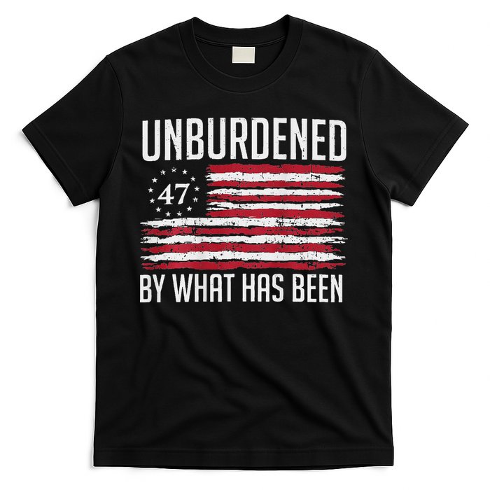 Unburdened By What Has Been Trump 47 Retro Us Flag T-Shirt