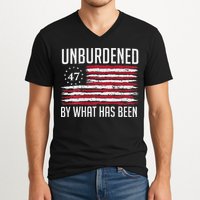 Unburdened By What Has Been Trump 47 Retro Us Flag V-Neck T-Shirt
