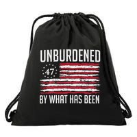 Unburdened By What Has Been Trump 47 Retro Us Flag Drawstring Bag