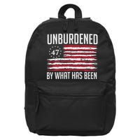Unburdened By What Has Been Trump 47 Retro Us Flag 16 in Basic Backpack