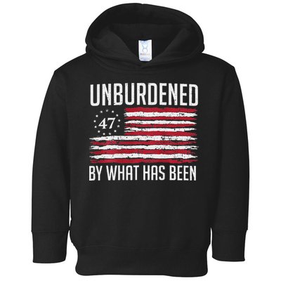 Unburdened By What Has Been Trump 47 Retro Us Flag Toddler Hoodie