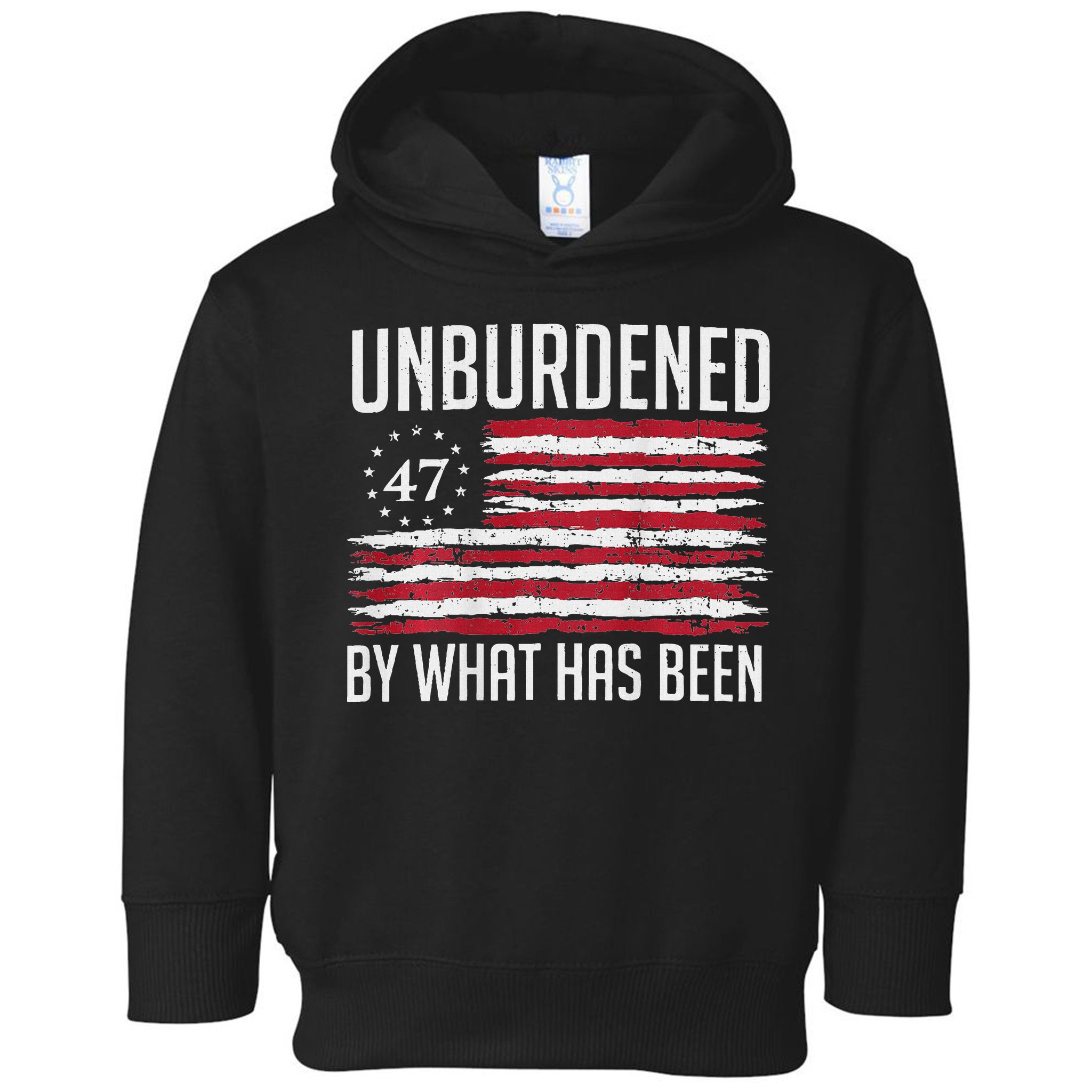 Unburdened By What Has Been Trump 47 Retro Us Flag Toddler Hoodie