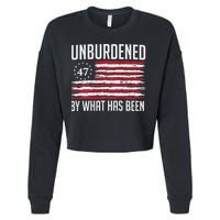 Unburdened By What Has Been Trump 47 Retro Us Flag Cropped Pullover Crew