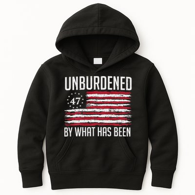 Unburdened By What Has Been Trump 47 Retro Us Flag Kids Hoodie