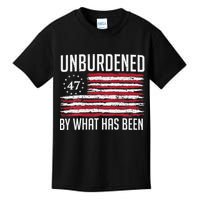 Unburdened By What Has Been Trump 47 Retro Us Flag Kids T-Shirt
