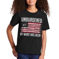 Unburdened By What Has Been Trump 47 Retro Us Flag Kids T-Shirt