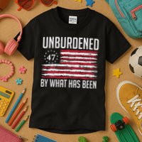 Unburdened By What Has Been Trump 47 Retro Us Flag Kids T-Shirt