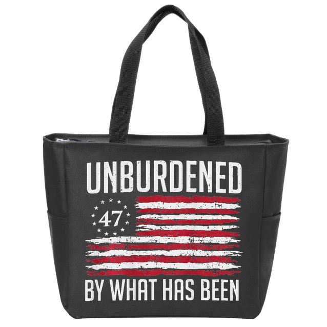 Unburdened By What Has Been Trump 47 Retro Us Flag Zip Tote Bag