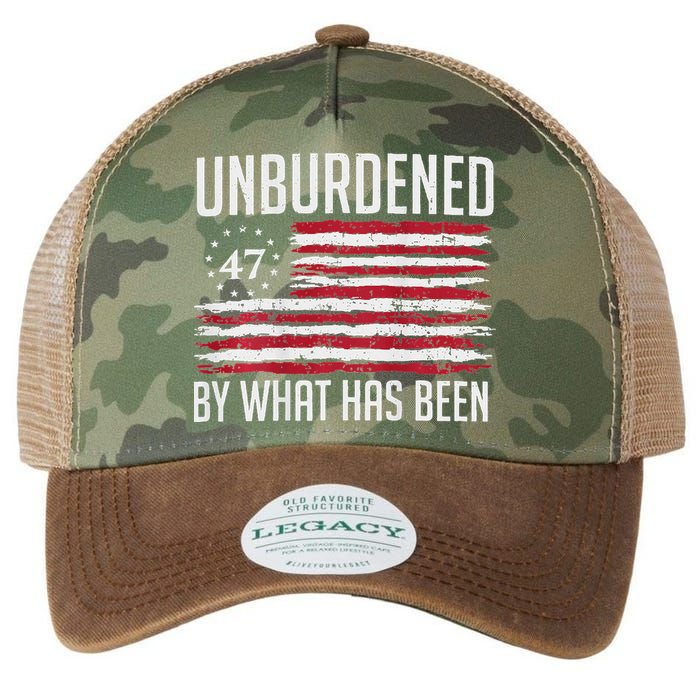 Unburdened By What Has Been Trump 47 Retro Us Flag Legacy Tie Dye Trucker Hat