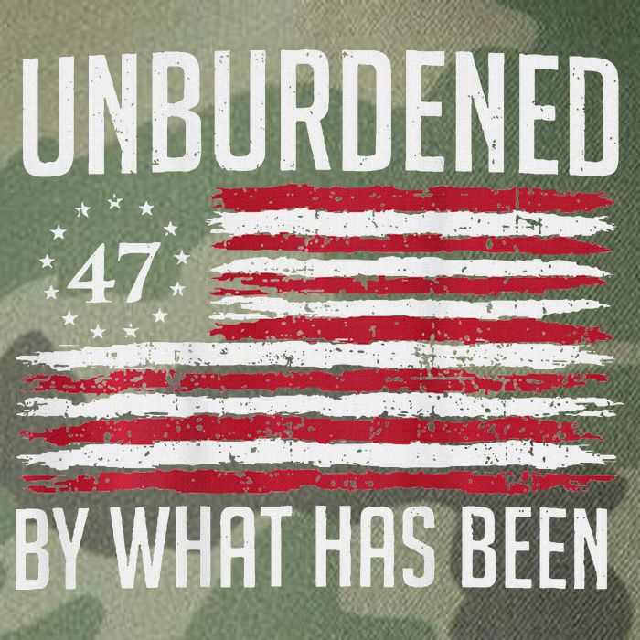 Unburdened By What Has Been Trump 47 Retro Us Flag Legacy Tie Dye Trucker Hat