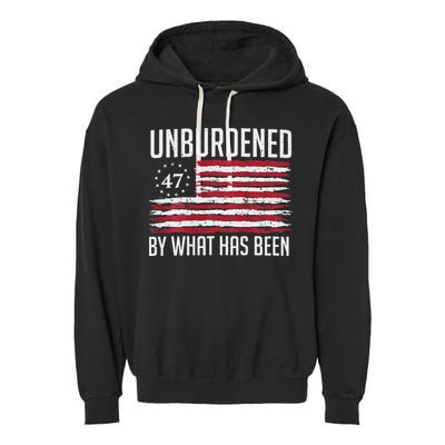 Unburdened By What Has Been Trump 47 Retro Us Flag Garment-Dyed Fleece Hoodie