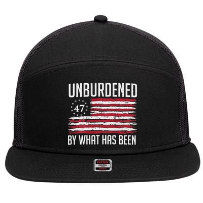 Unburdened By What Has Been Trump 47 Retro Us Flag 7 Panel Mesh Trucker Snapback Hat
