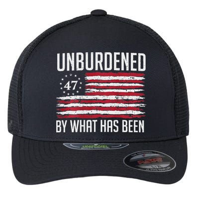 Unburdened By What Has Been Trump 47 Retro Us Flag Flexfit Unipanel Trucker Cap