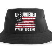 Unburdened By What Has Been Trump 47 Retro Us Flag Sustainable Bucket Hat