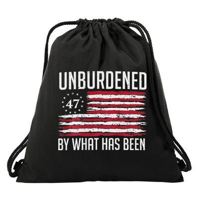 Unburdened By What Has Been Trump 47 Retro Us Flag Drawstring Bag