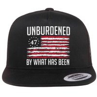 Unburdened By What Has Been Trump 47 Retro Us Flag Flat Bill Trucker Hat