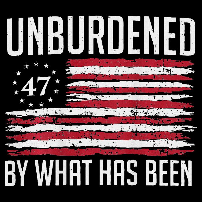 Unburdened By What Has Been Trump 47 Retro Us Flag Flat Bill Trucker Hat