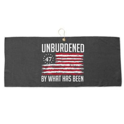 Unburdened By What Has Been Trump 47 Retro Us Flag Large Microfiber Waffle Golf Towel