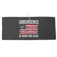 Unburdened By What Has Been Trump 47 Retro Us Flag Large Microfiber Waffle Golf Towel