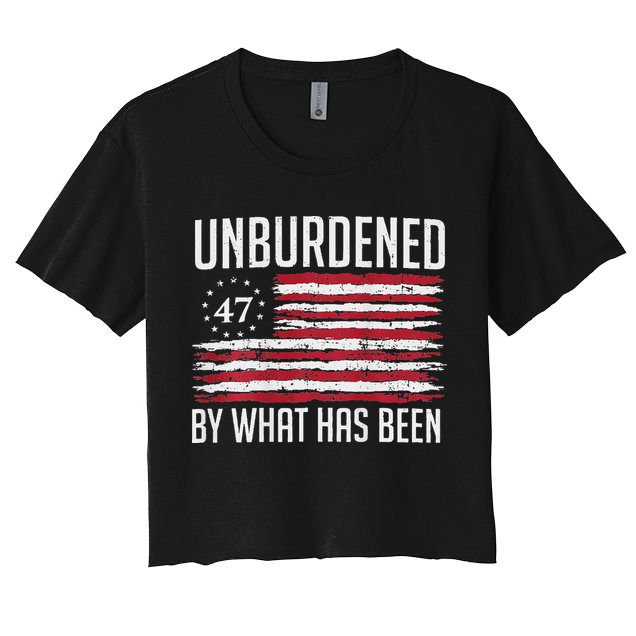 Unburdened By What Has Been Trump 47 Retro Us Flag Crop Top