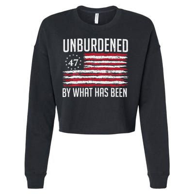 Unburdened By What Has Been Trump 47 Retro Us Flag Cropped Pullover Crew