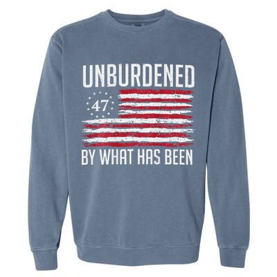 Unburdened By What Has Been Trump 47 Retro Us Flag Garment-Dyed Sweatshirt