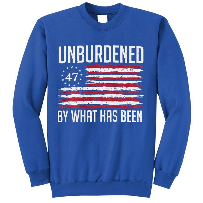Unburdened By What Has Been Trump 47 Retro Us Flag Sweatshirt