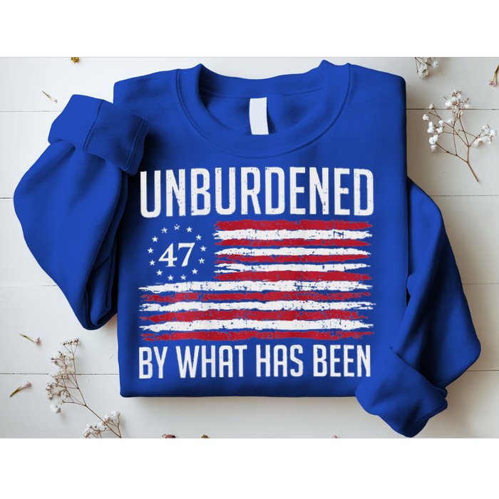 Unburdened By What Has Been Trump 47 Retro Us Flag Sweatshirt
