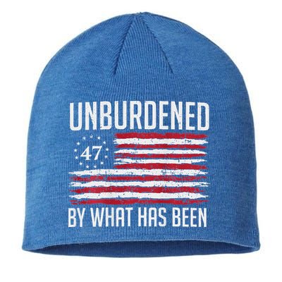 Unburdened By What Has Been Trump 47 Retro Us Flag Sustainable Beanie