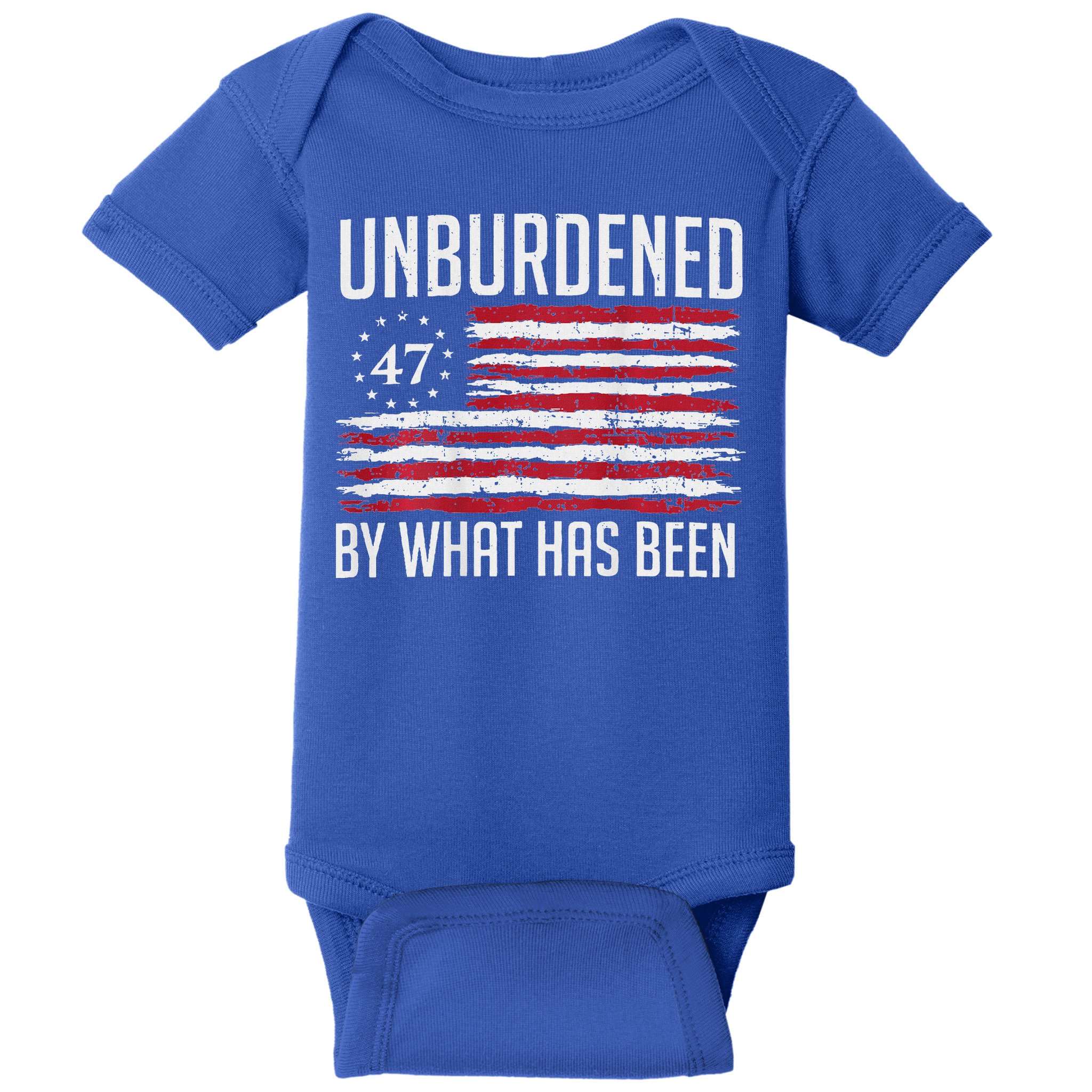 Unburdened By What Has Been Trump 47 Retro Us Flag Baby Bodysuit