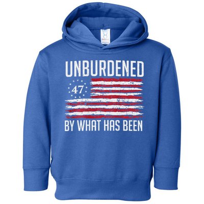 Unburdened By What Has Been Trump 47 Retro Us Flag Toddler Hoodie