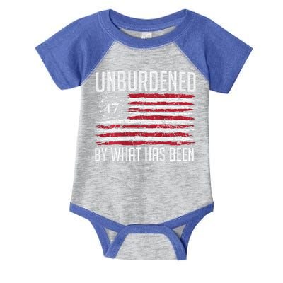 Unburdened By What Has Been Trump 47 Retro Us Flag Infant Baby Jersey Bodysuit