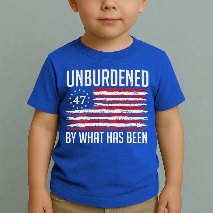 Unburdened By What Has Been Trump 47 Retro Us Flag Toddler T-Shirt