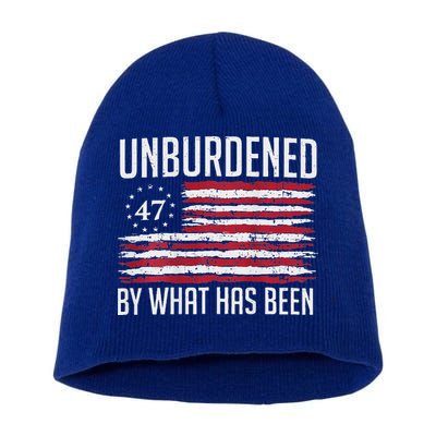 Unburdened By What Has Been Trump 47 Retro Us Flag Short Acrylic Beanie