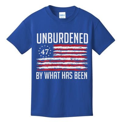 Unburdened By What Has Been Trump 47 Retro Us Flag Kids T-Shirt