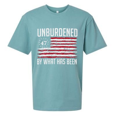 Unburdened By What Has Been Trump 47 Retro Us Flag Sueded Cloud Jersey T-Shirt